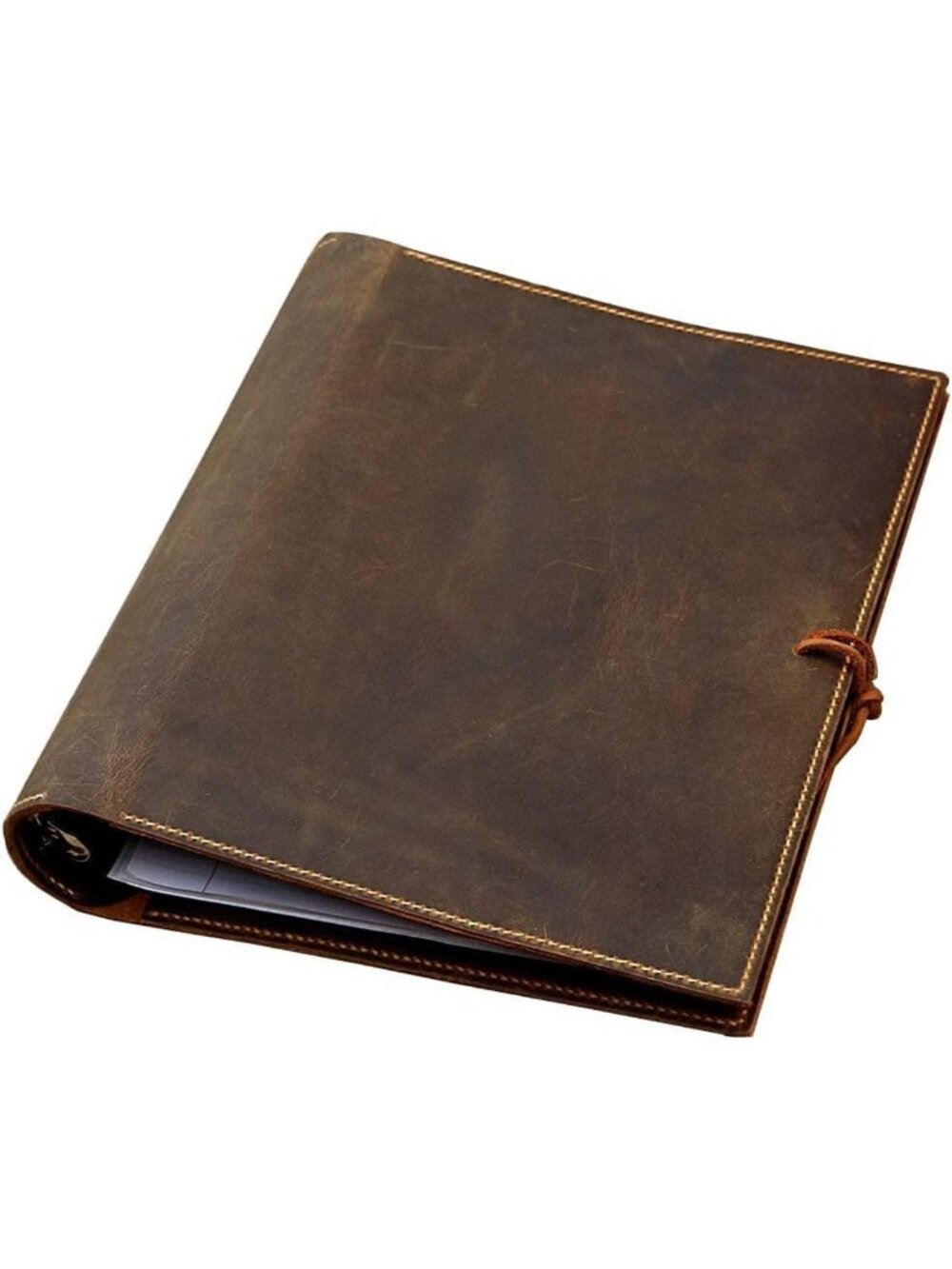 Vintage Leather 3-Ring Binder Portfolio Organizer, Document Folder & Notepad